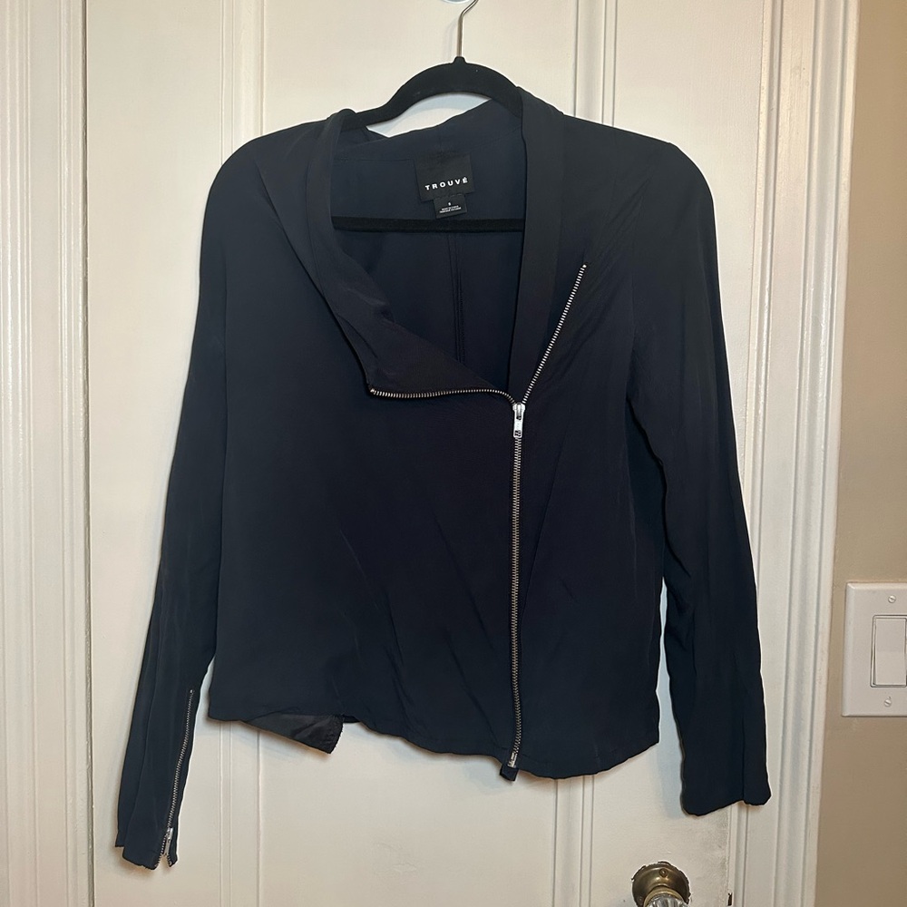 Black lightweight Assym zip jacket